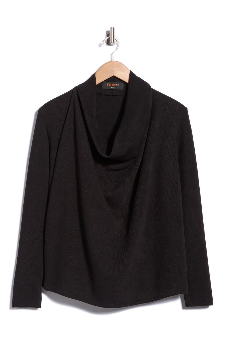 Draped Cowl Neck Sweater, Main, color, BLACK