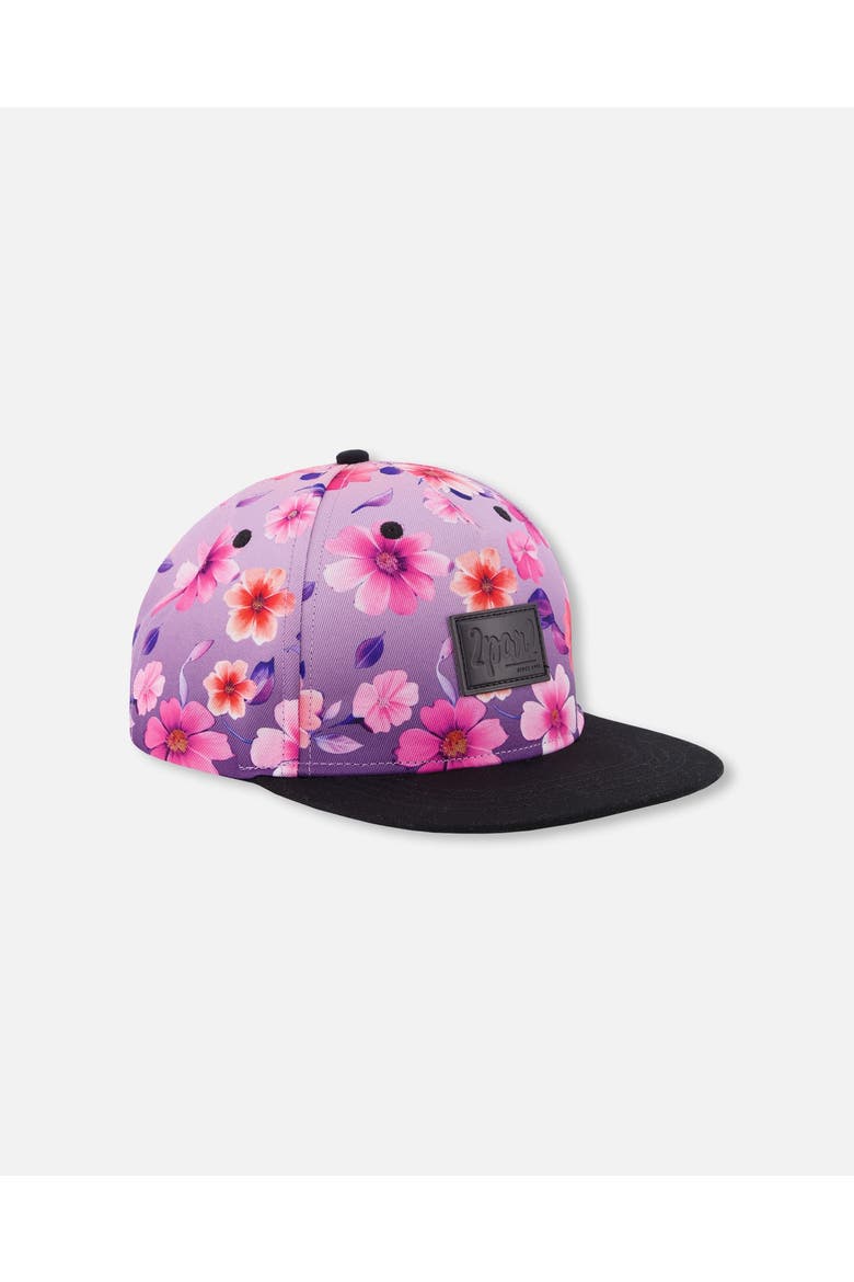 Flat Brim Floral Gradient Cap, Main, color, Mauve Floral Gradient