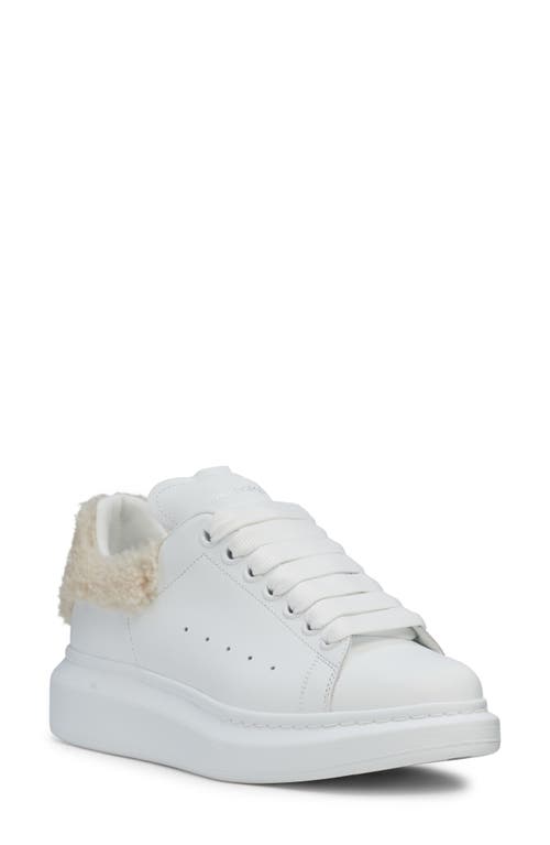 Alexander Mcqueen Mcqueen Oversize Genuine Shearling Trim Sneaker In White
