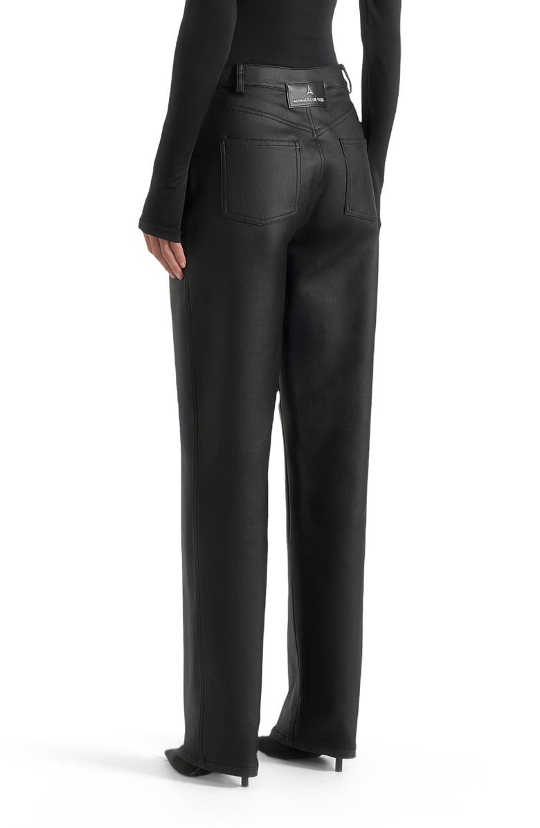 Manière De Voir Jana Wax Effect Denim Boyfriend Jeans, Alternate, color, Black