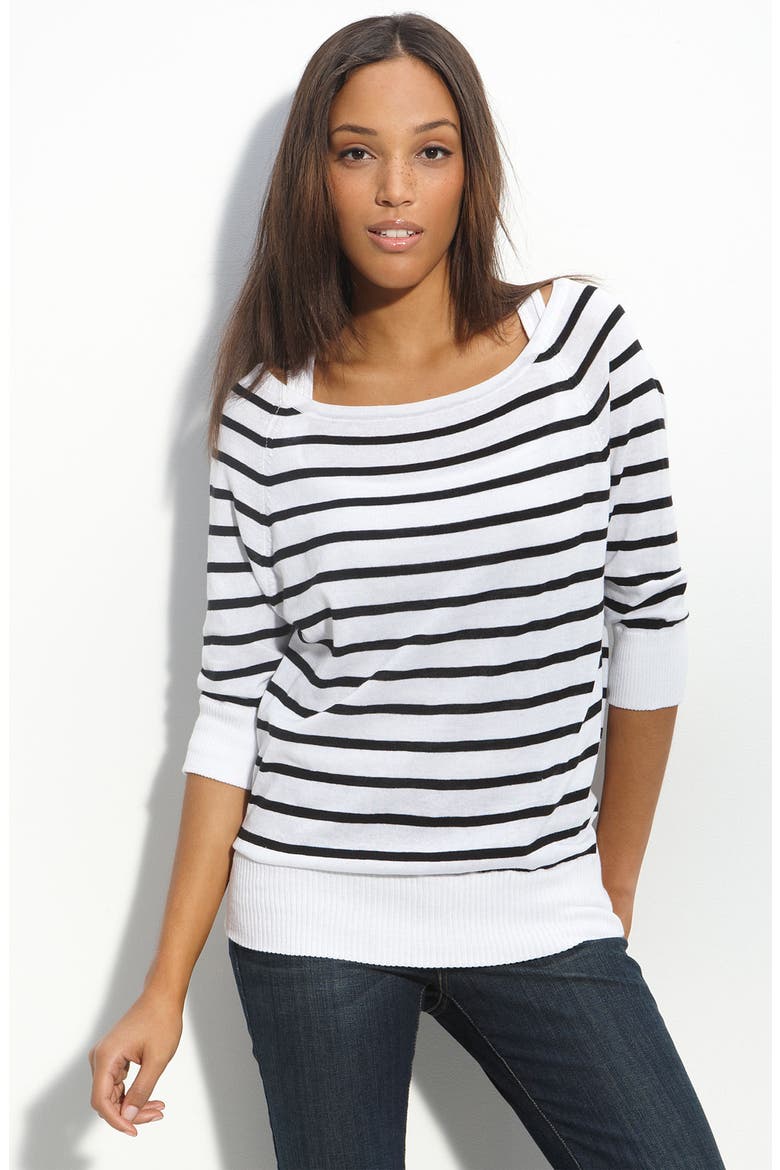 Stripe Sweater, Main, color, BLEACH WHITE/BLACK