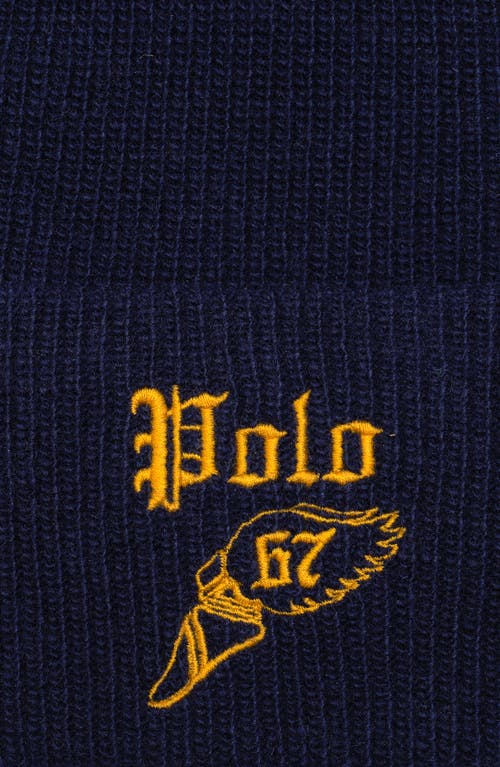Polo Ralph Lauren Winged Foot Beanie In Blue
