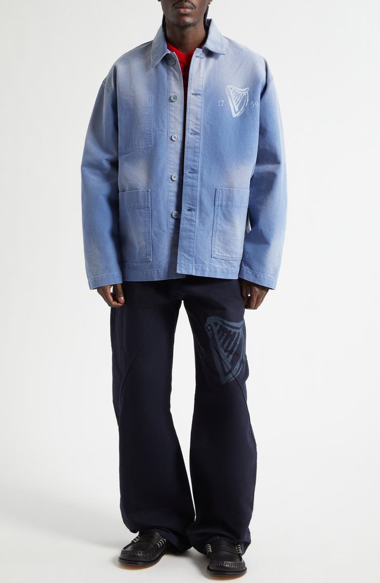 JW Anderson x Guinness Cotton Canvas Chore Jacket, Alternate, color, Cornflower Blue