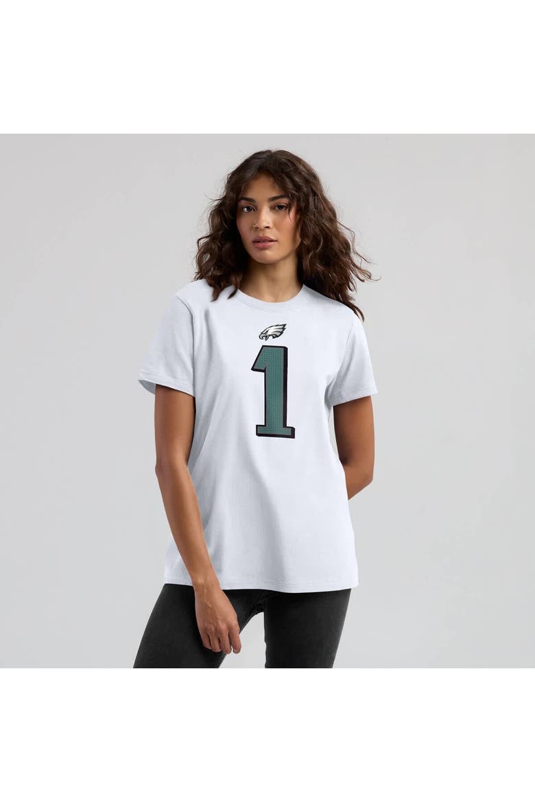 Women's Nike Jalen Hurts White Philadelphia Eagles Player Name & Number T-Shirt, Alternate, color, White
