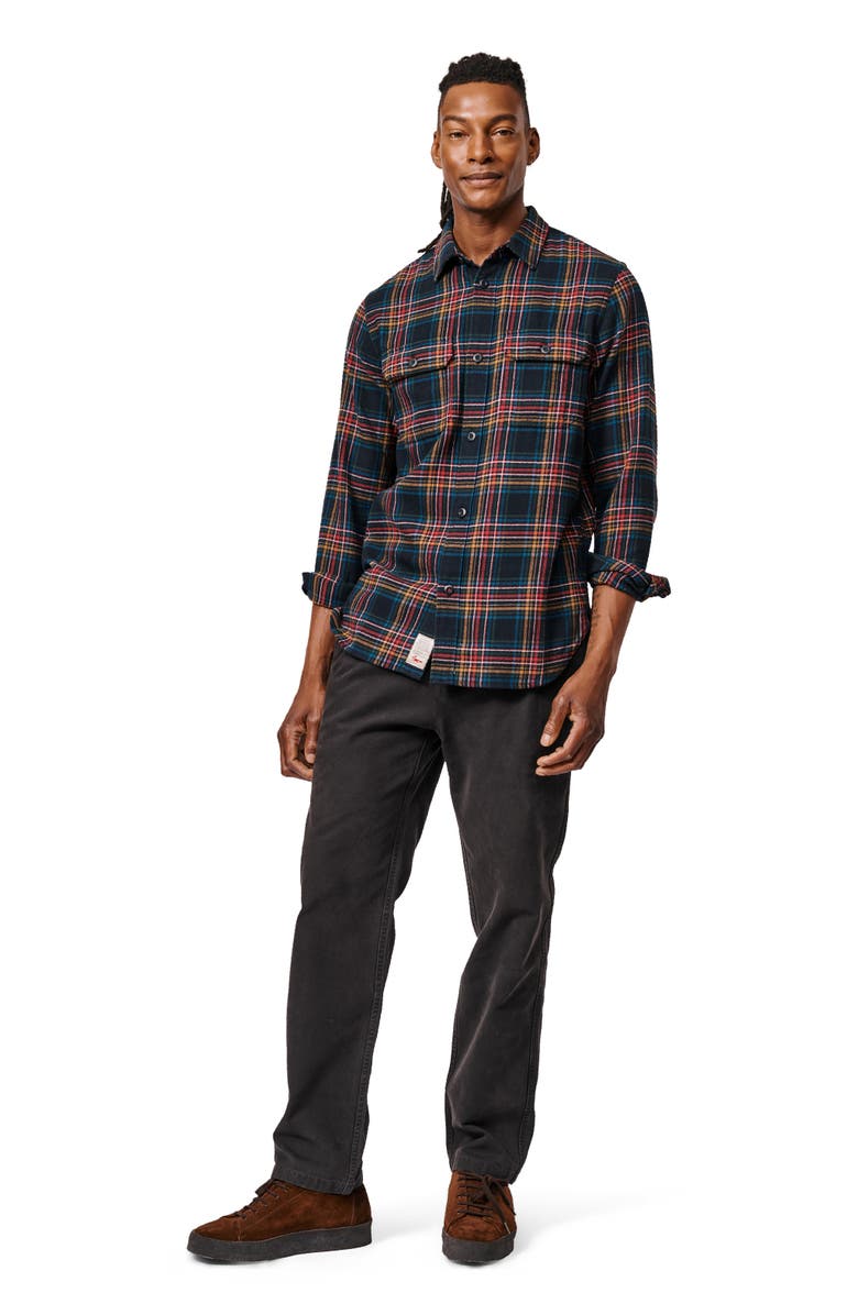 Aubin Crowle Button Up Flannel Shirt, Alternate, color, Black Check