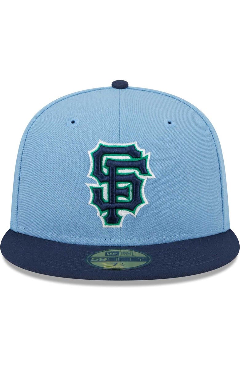New Era Men's New Era Light Blue/Navy San Francisco Giants Green Undervisor 59FIFTY Fitted Hat, Alternate, color, 
