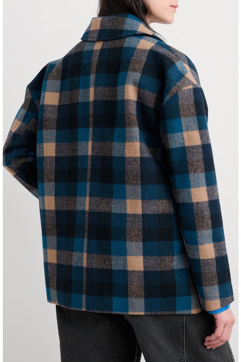 Beamwind Check Cocoon Coat, Alternate, color, MAKE AND DO HARBOUR