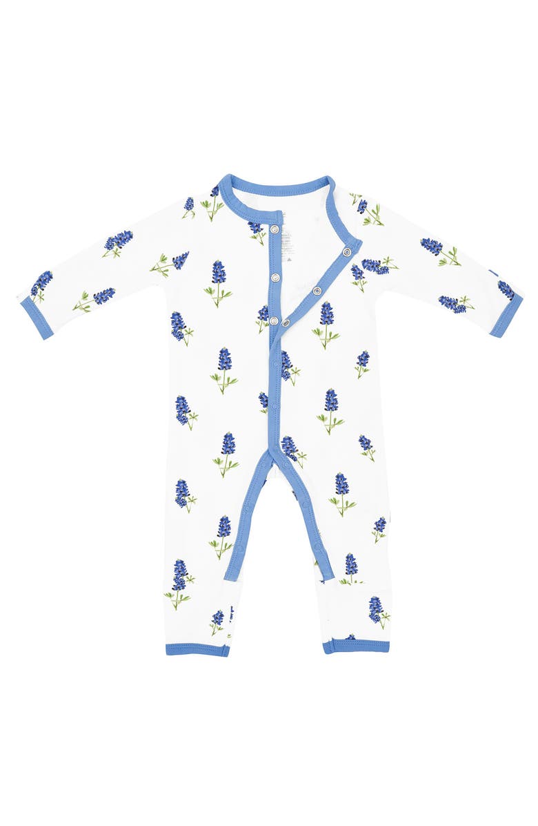 Kyte BABY Periwinkle Blue Bonnet Snap Romper, Alternate, color, 