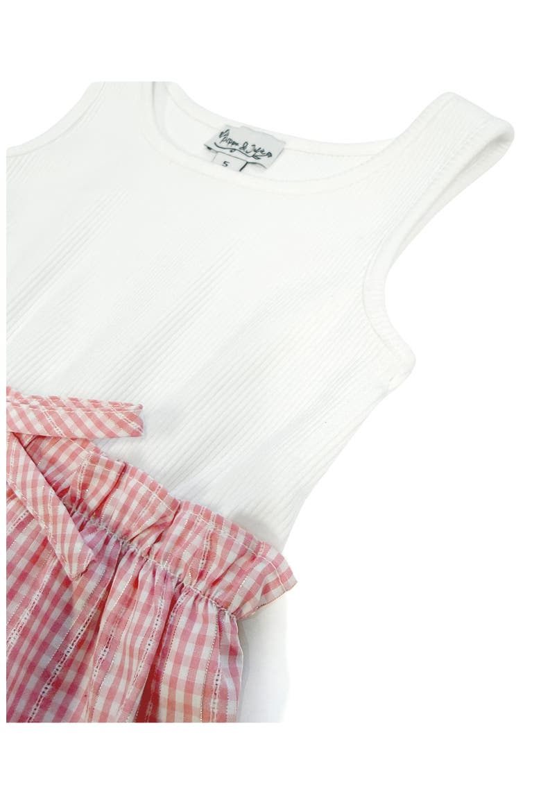 Kids' Mixed Media Rib & Seersucker Party Dress, Alternate, color, RED/ WHITE