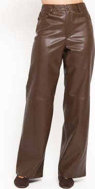 Petal & Pup Emer High Waist Straight Leg Faux Leather Pants