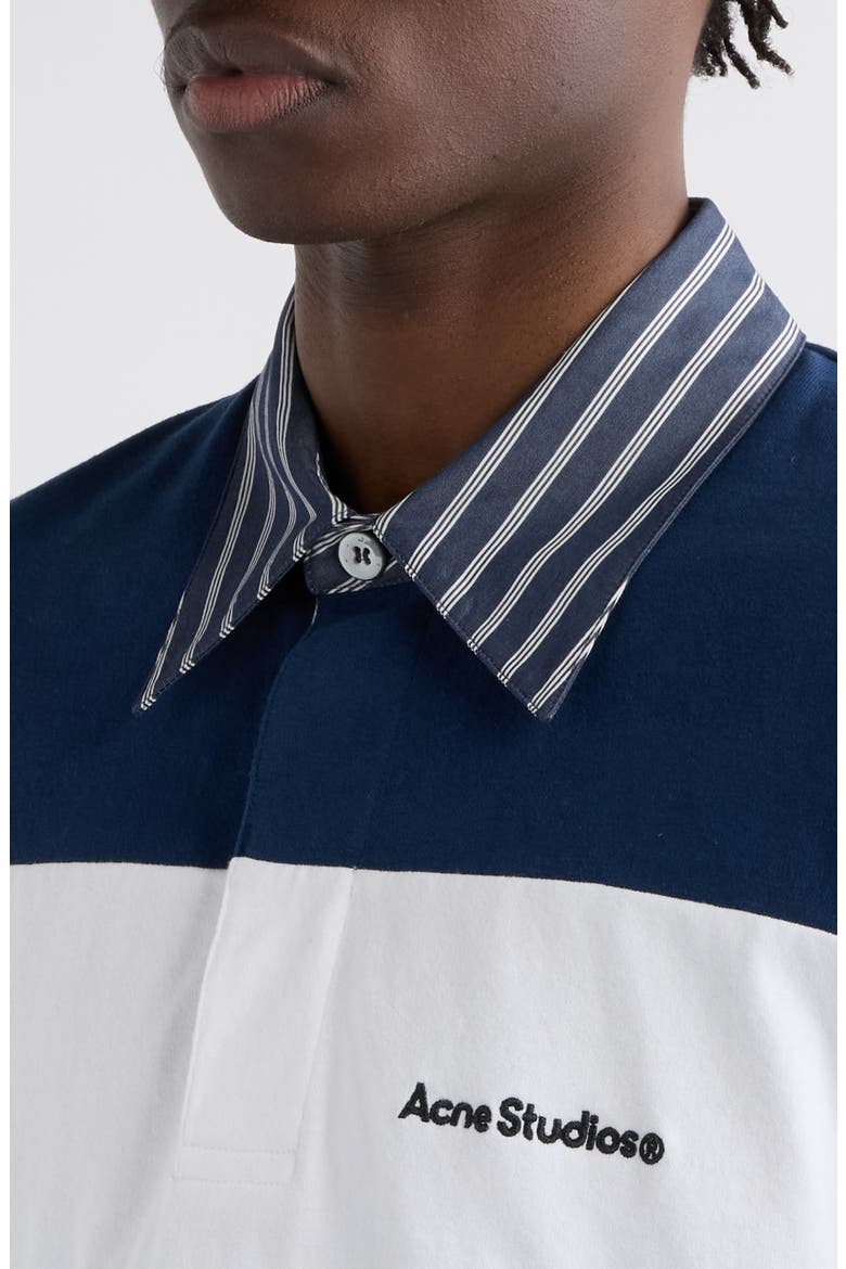 Erbero Organic Cotton Long Sleeve Rugby Polo, Alternate, color, NAVY/ WHITE