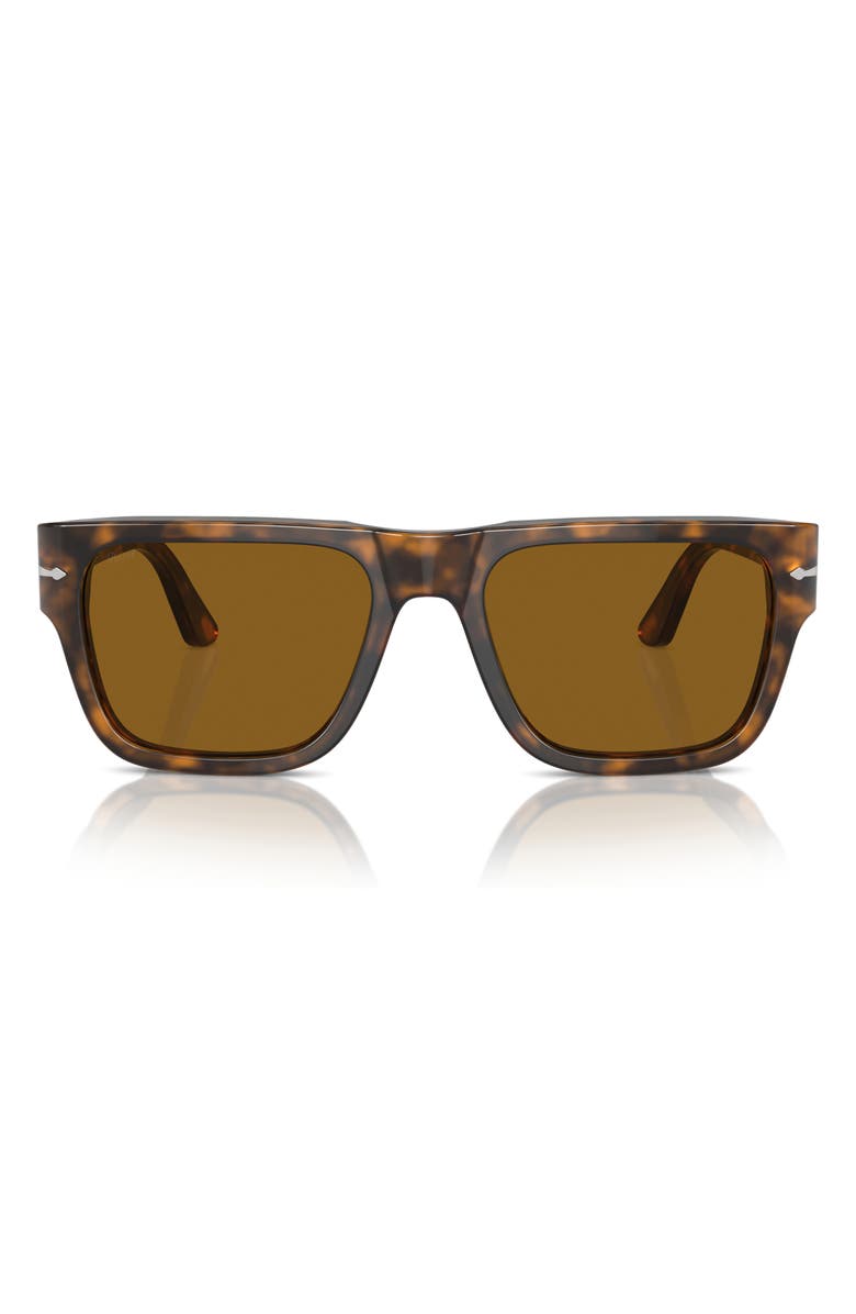 Persol 57mm Round Sunglasses, Alternate, color, Brown Havana