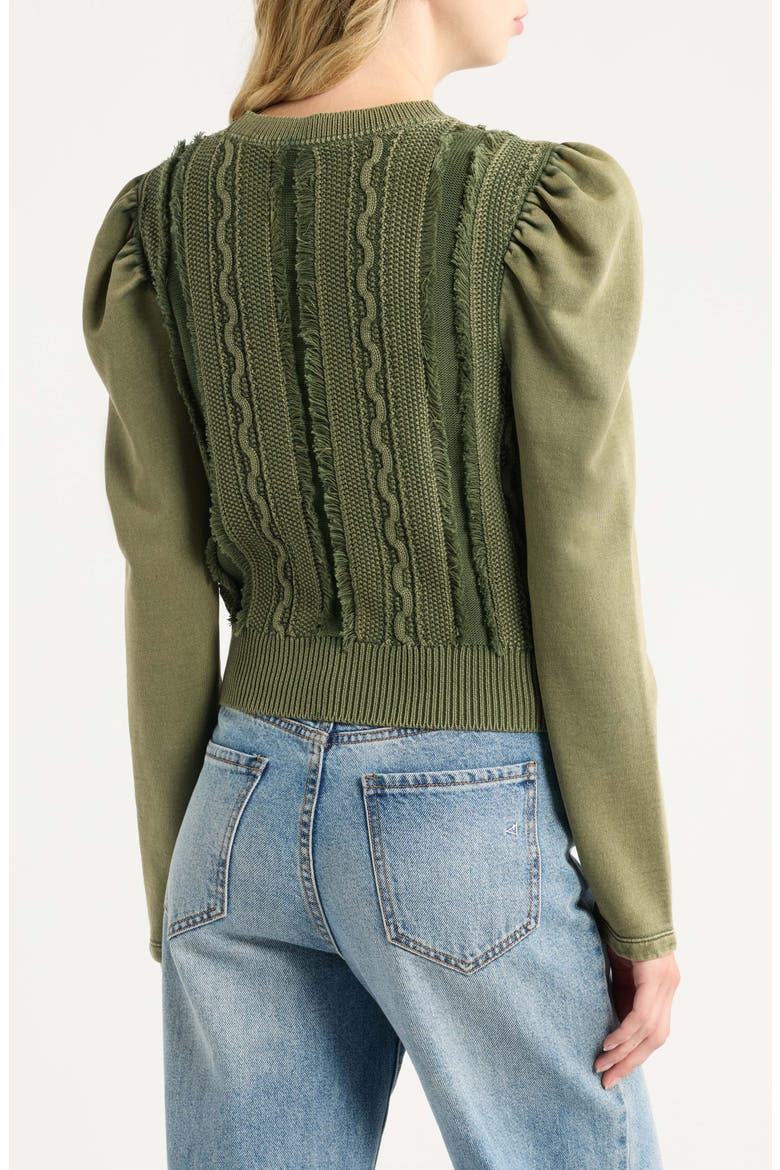 Liv Puff Sleeve Cotton Pullover, Alternate, color, IVY GREEN