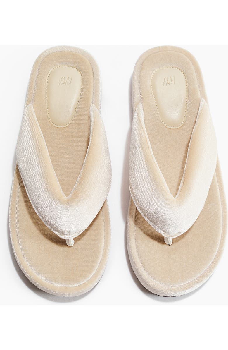 H&M Velour Flip-flops, Main, color, Light Beige
