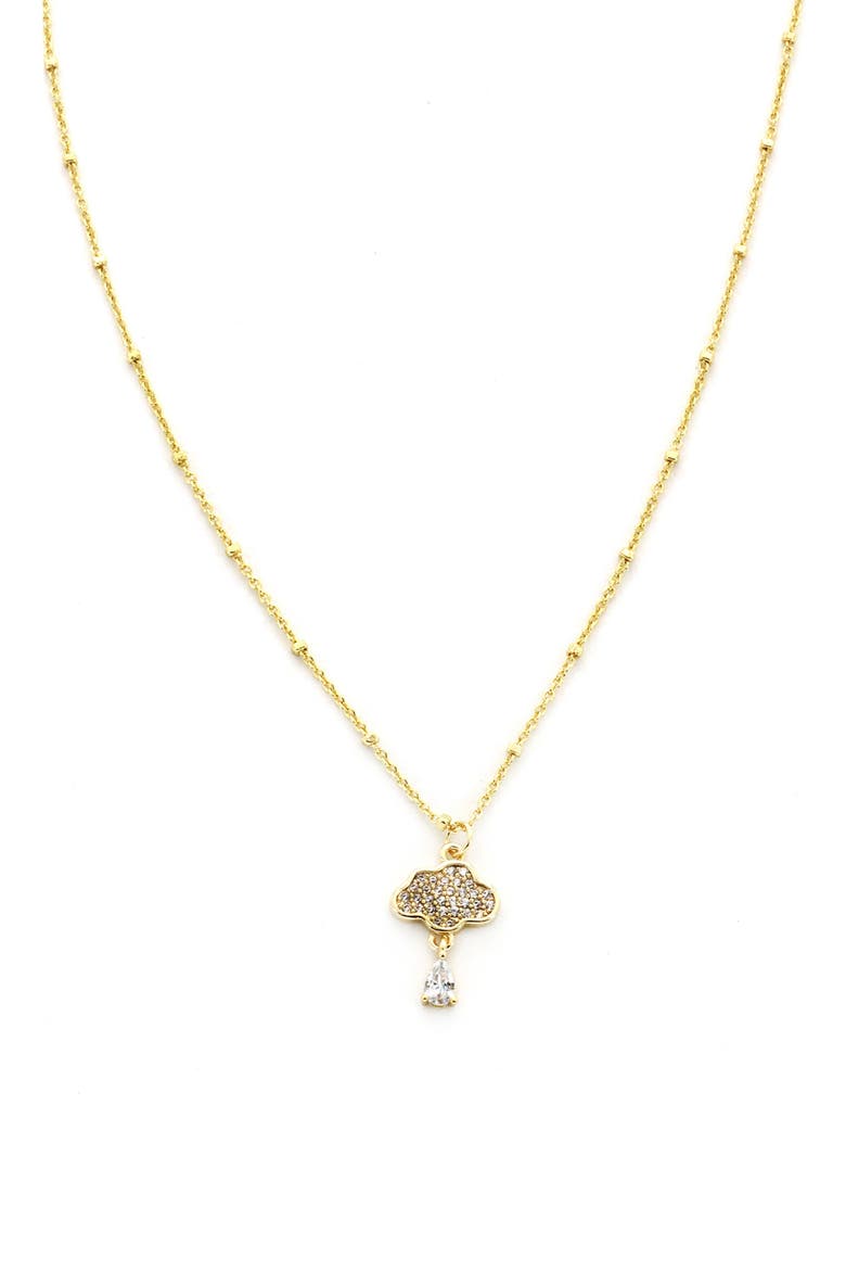 Pavé Crystal Cloud Pendant Necklace, Main, color, GOLD