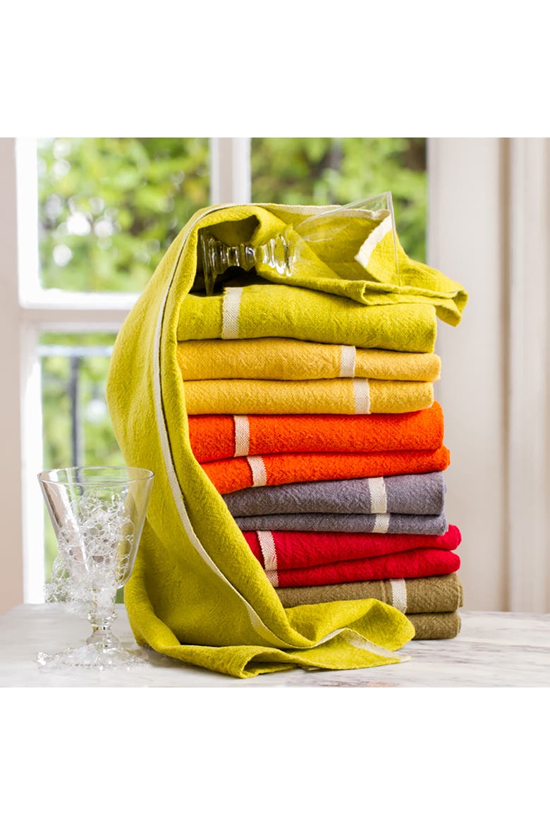 Chunky Linen Towels - Set of 2, Alternate, color, Orange 20" x 30"