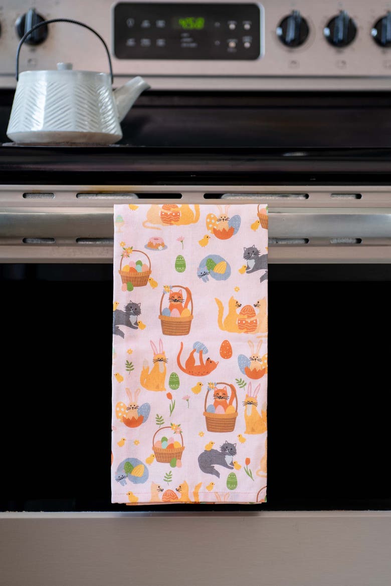 Cat Kitchen Towels, Alternate, color, Easter Kitties