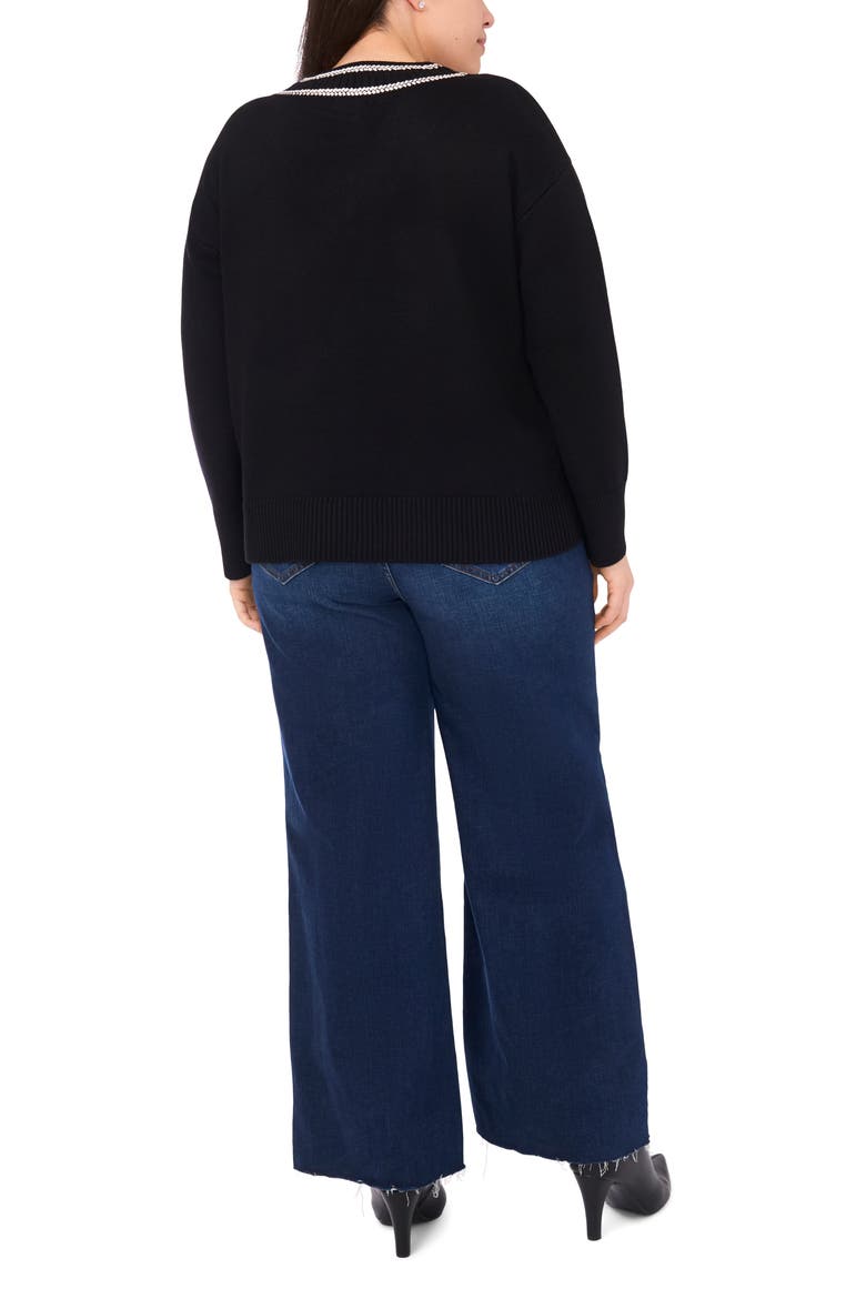 Embroidered Trim Sweater, Alternate, color, RICH BLACK
