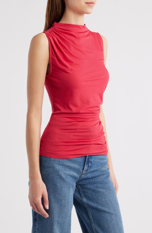 Rails Christen Ruched Mock Neck Top In Red