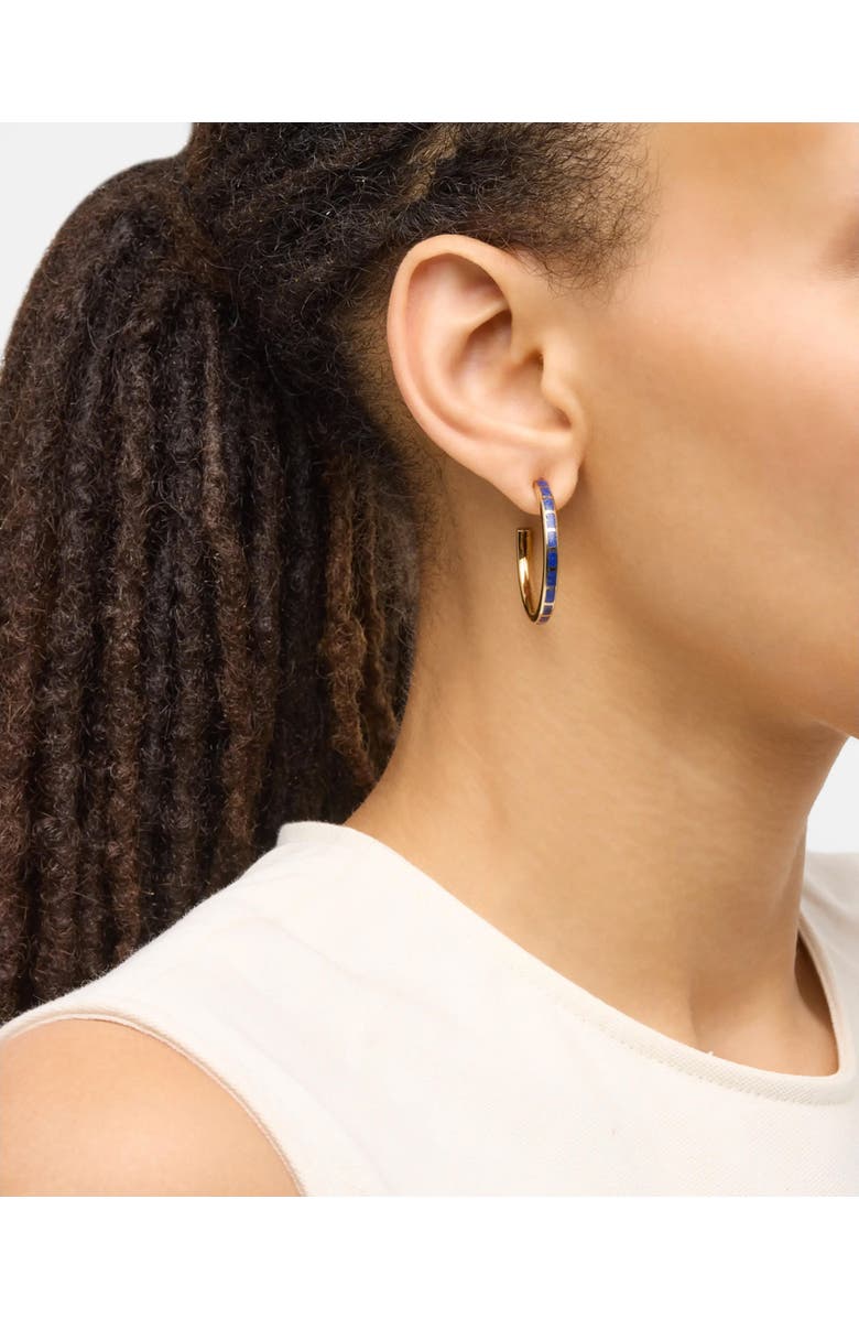 Jan Leslie Dash Hoop Earring Set In Sterling With 18K Gold Overlay, Alternate, color, Blue