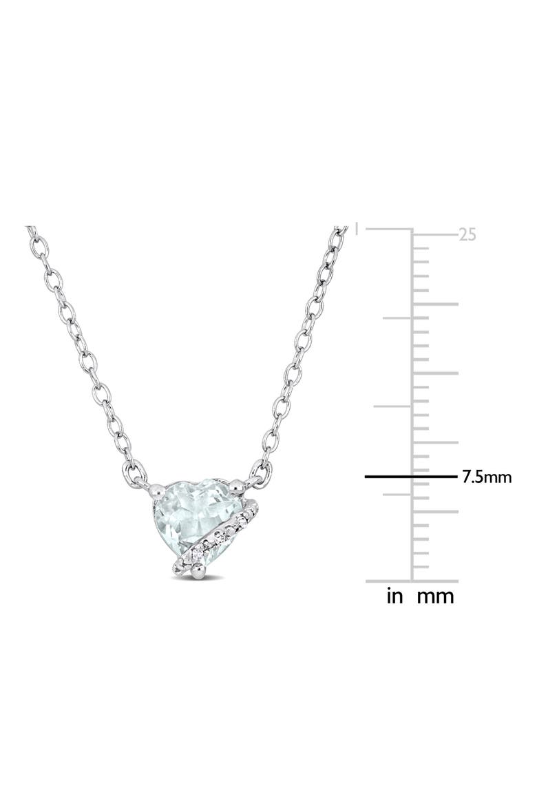 Sterling Silver Aquamarine & Diamond Heart Pendant Necklace, Alternate, color, BLUE