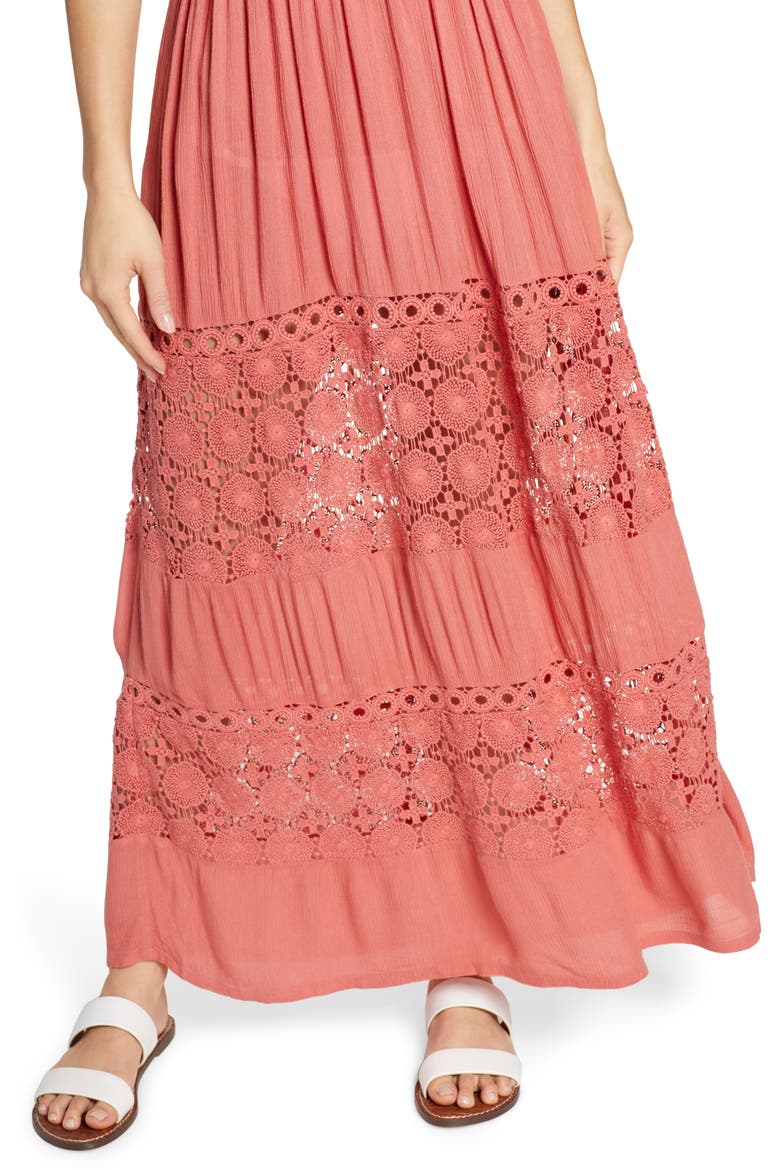 Farrah Smocked Cover-Up Maxi Dress, Alternate, color, PINK CEDAR