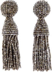 Oscar de la Renta Classic Short Tassel Drop Clip Earrings