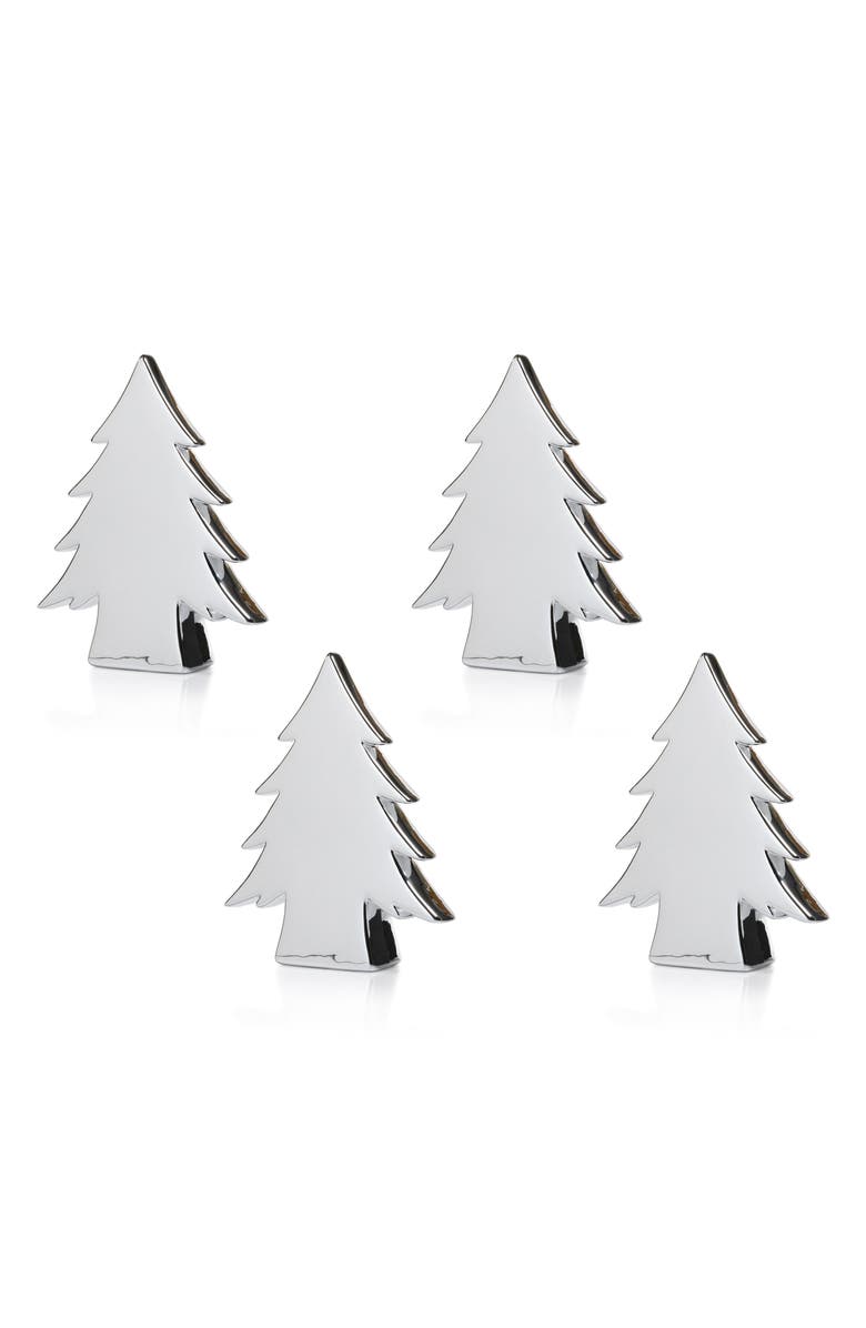Zodax Teton Set of 4 Metallic Tree Figurines, Main, color, Silver