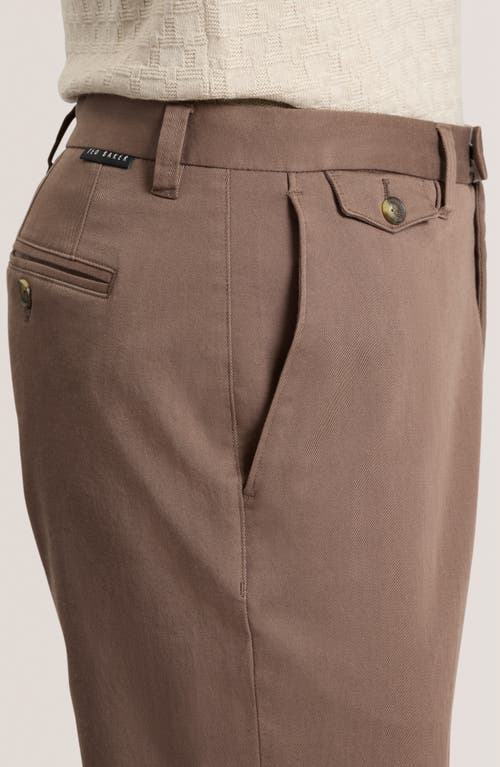 Ted Baker Heavy Stretch Cotton Twill Chino Pants In Brown