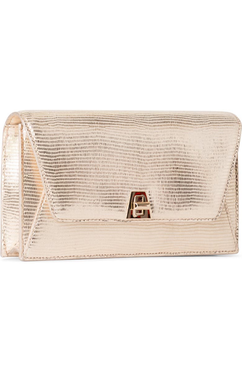 Akris Anouk Metallic Lizard Embossed Leather Crossbody Bag, Alternate, color, Stucco Metallic