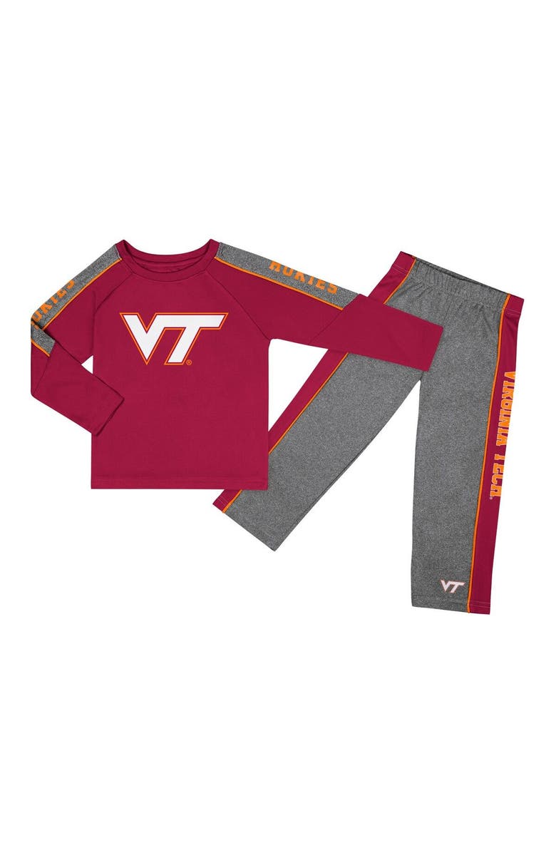 COLOSSEUM Toddler Colosseum Maroon/Heather Gray Virginia Tech Hokies Logo Raglan Long Sleeve T-Shirt & Pants Set, Main, color,