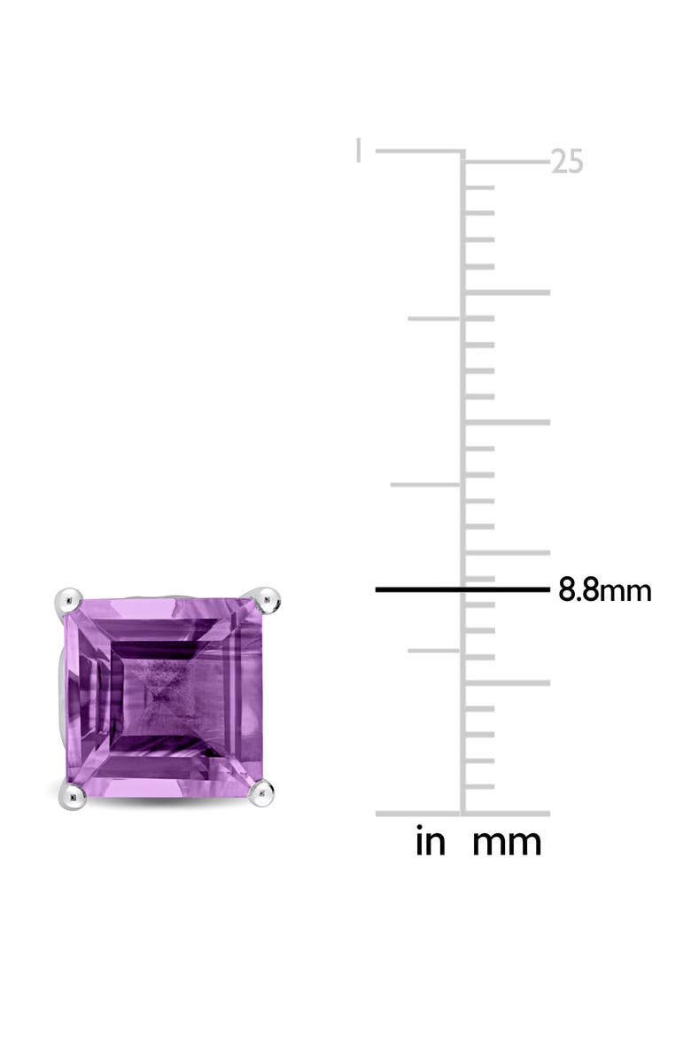 Sterling Silver Lab-Created Amethyst Square Stud Earrings, Alternate, color, PURPLE