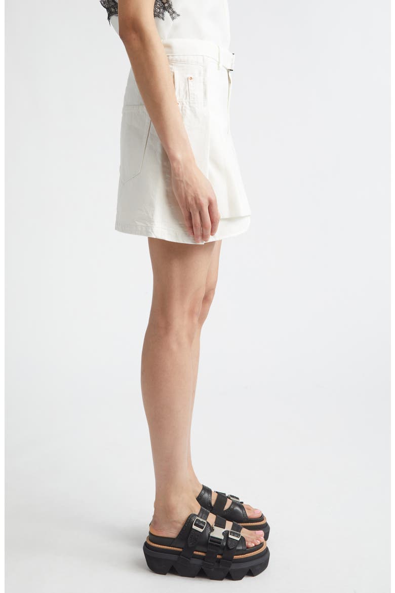Hybrid Cotton Denim & Wool Shorts, Alternate, color, OFF WHITE