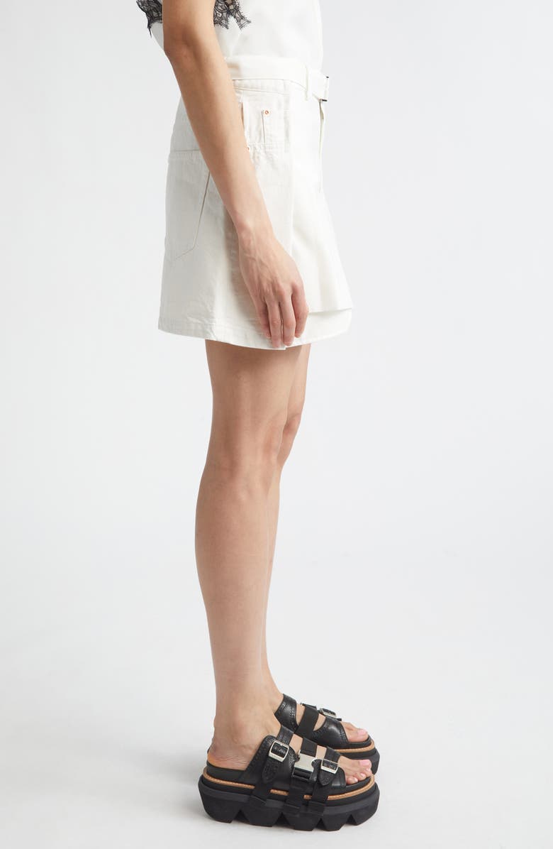 Sacai Hybrid Cotton Denim & Wool Shorts, Alternate, color, Off White