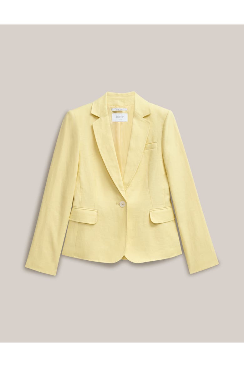 Adalee Linen Tailored Blazer, Alternate, color, Soft Yellow