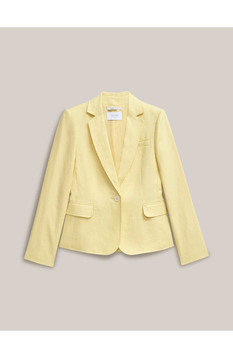 HOBBS LONDON Adalee Linen Tailored Blazer, Alternate, color, Soft Yellow