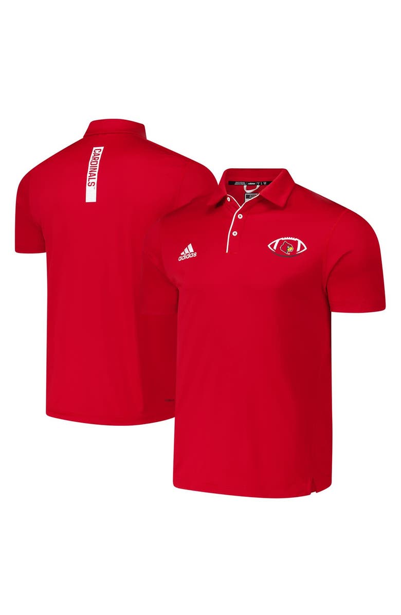adidas Men's adidas Red Louisville Cardinals Coaches Polo, Main, color, Red