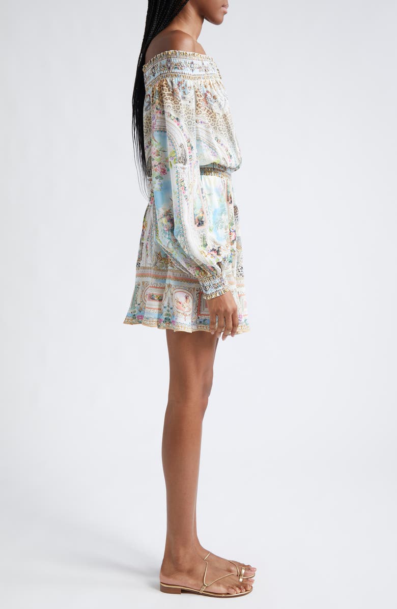 Camilla We Always Have Alexandria Off the Shoulder Long Sleeve Silk Dress, Alternate, color, 