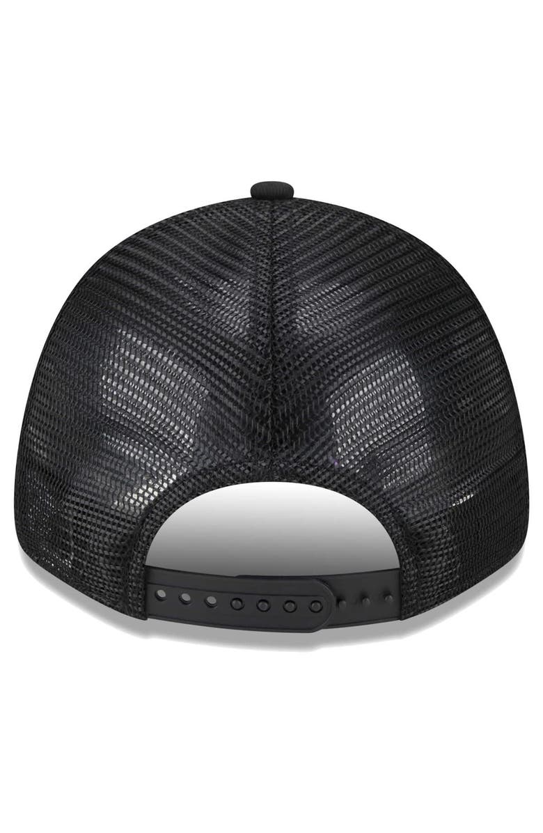 New Era Men's New Era Black Portland Trail Blazers Plate Oversized Patch Trucker 9FORTY Adjustable Hat, Alternate, color,