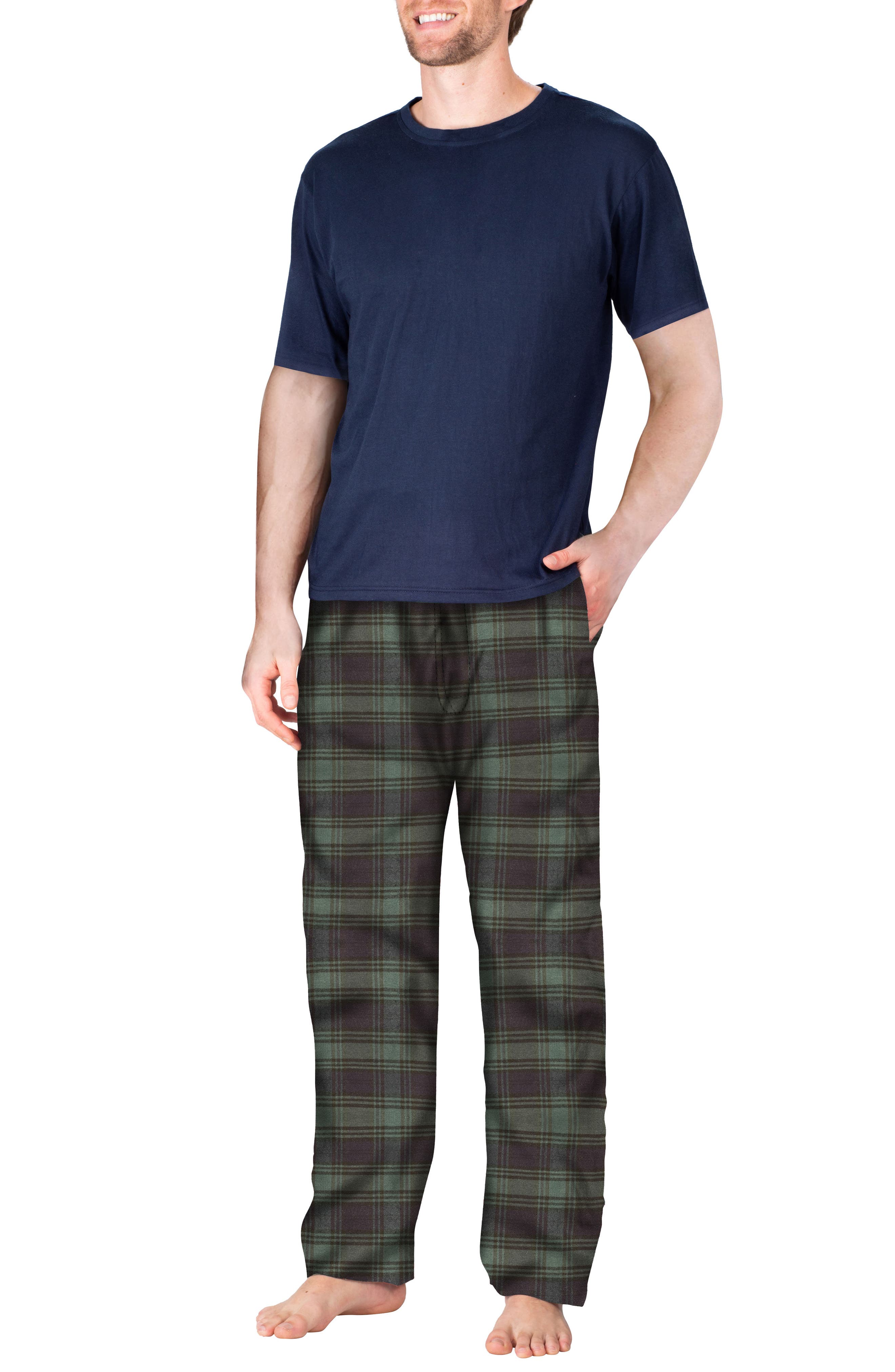 SLEEPHERO Knit & Flannel Two-Piece Pajamas