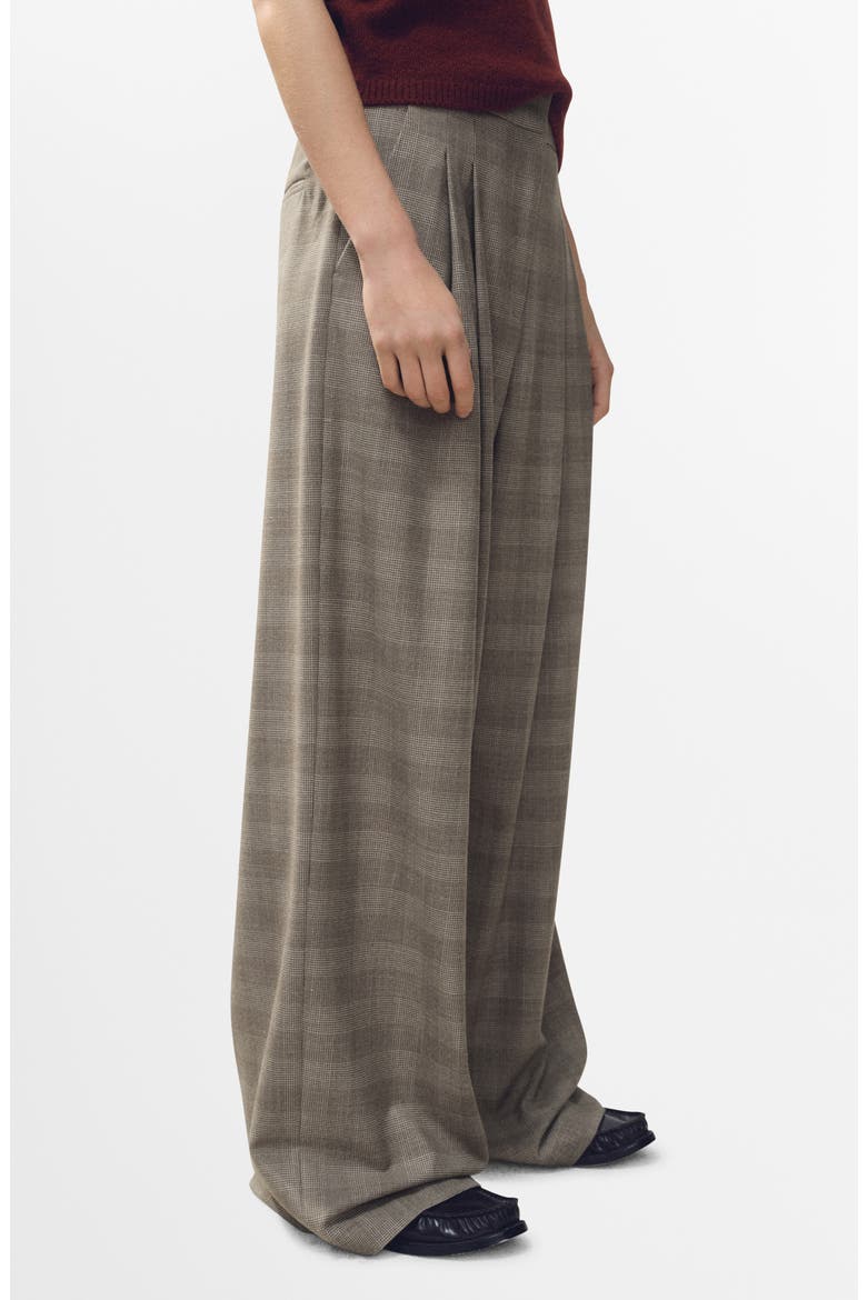 Natalie Plaid Wide-Leg Trousers, Alternate, color, BROWN
