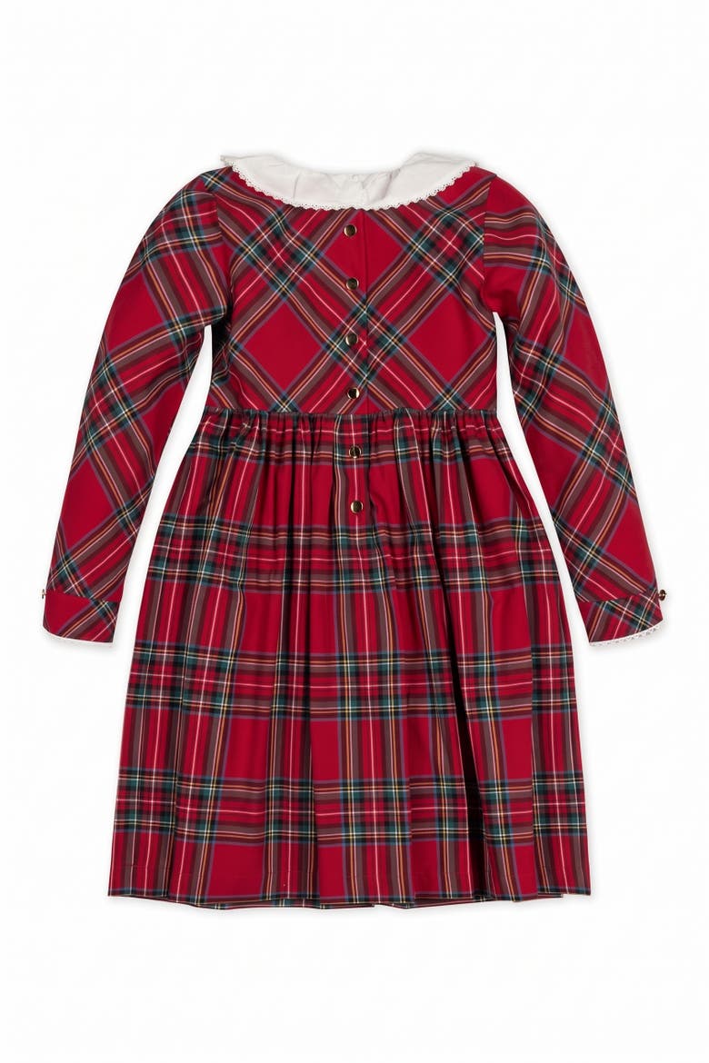 Kids' Organic Ruffle Collar Party Dress, Alternate, color, Red Holiday Tartan