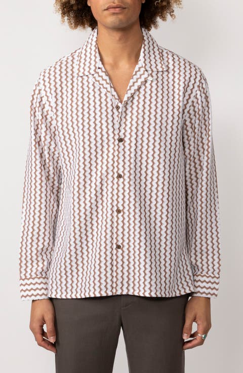 Ekansh Rickrack Stripe Button-Up Shirt