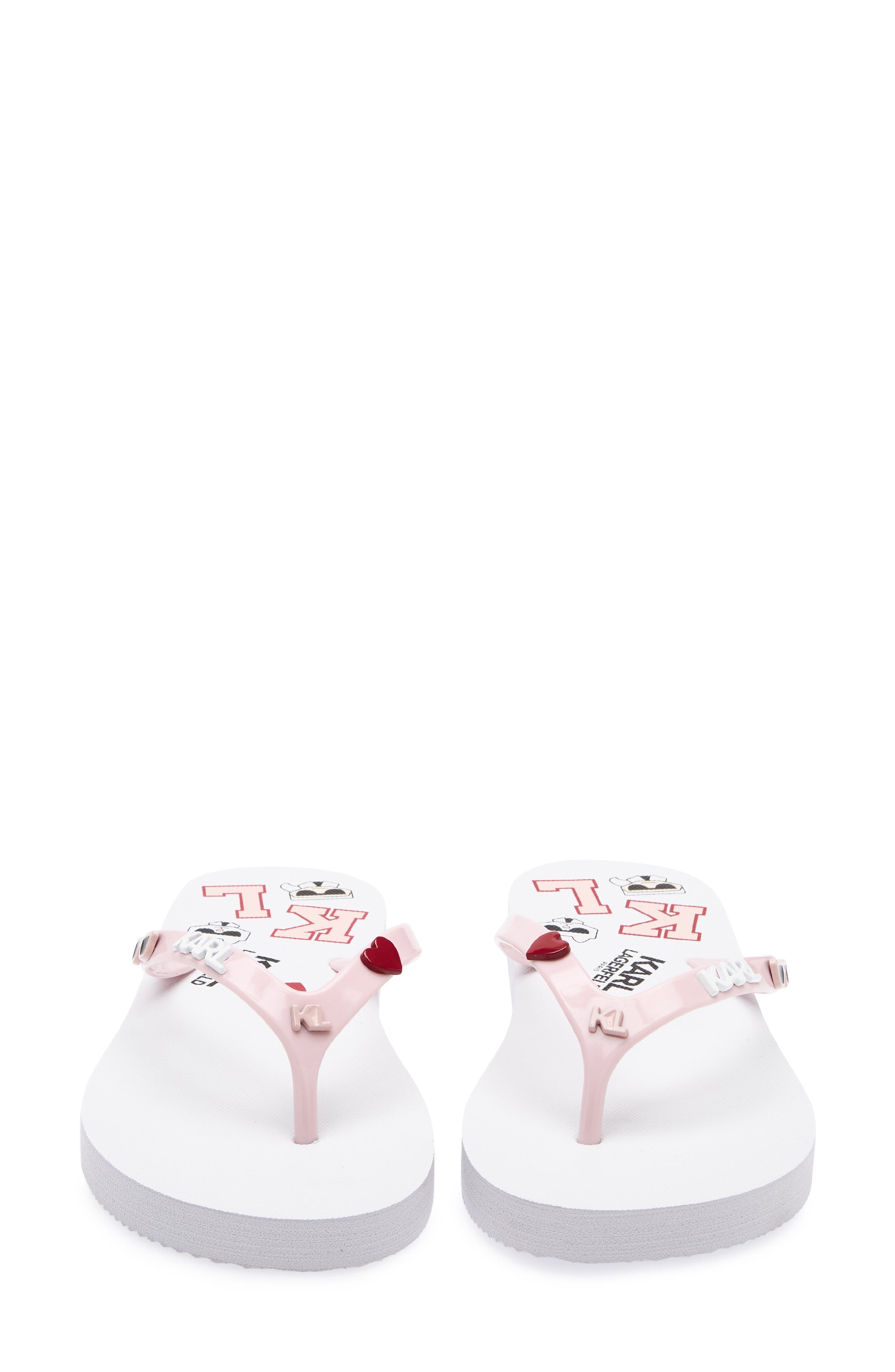 KARL LAGERFELD PARIS Zamir Flip Flop Sandal, Alternate, color, White