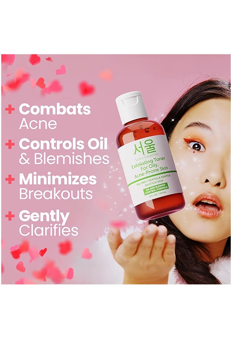 Seoul Ceuticals Korean Skincare Exfoliating Toner for Oily, Acne-Prone Skin, Alternate, color, Clear