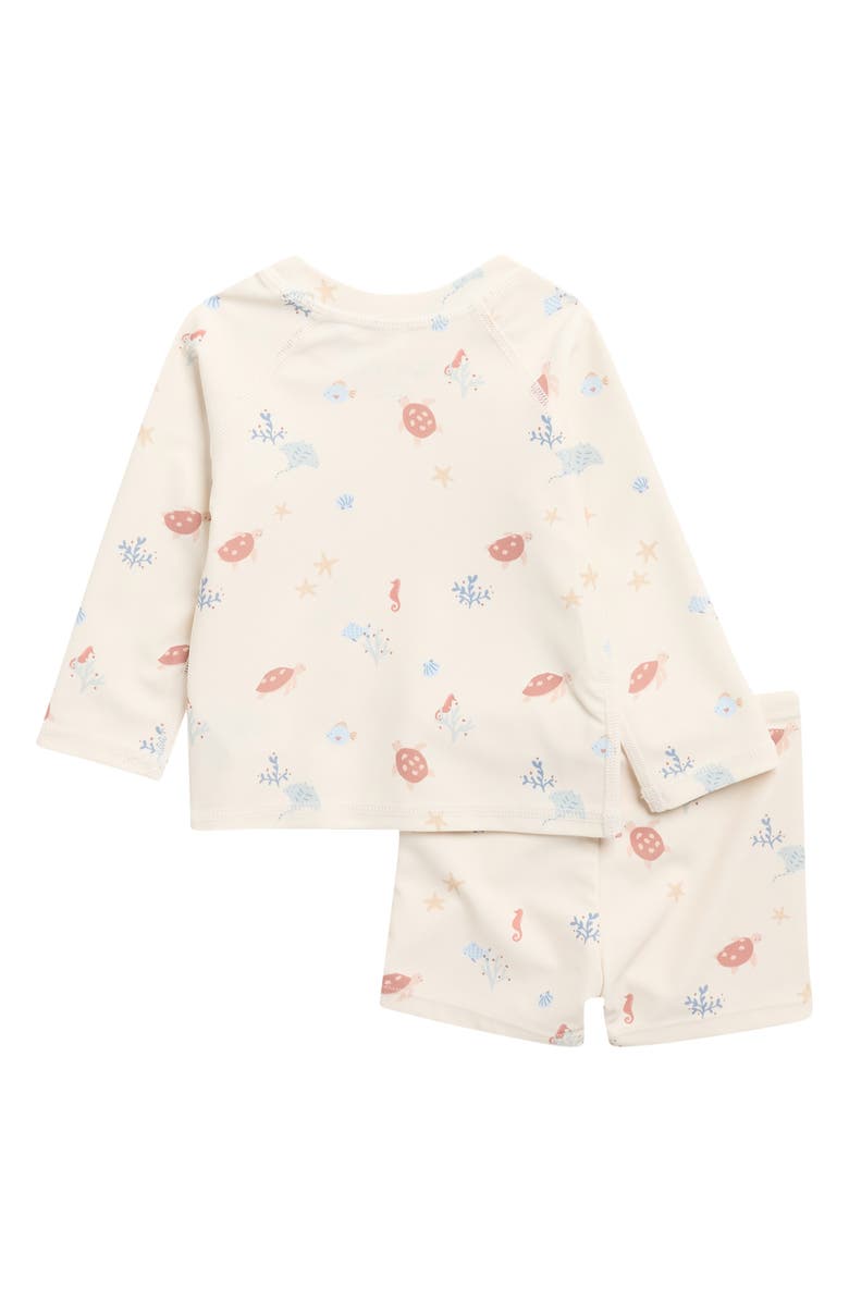 Rylee + Cru Kids" Aquatic Long Sleeve Two-Piece Rashguard Swimsuit, Alternate, color, Natural