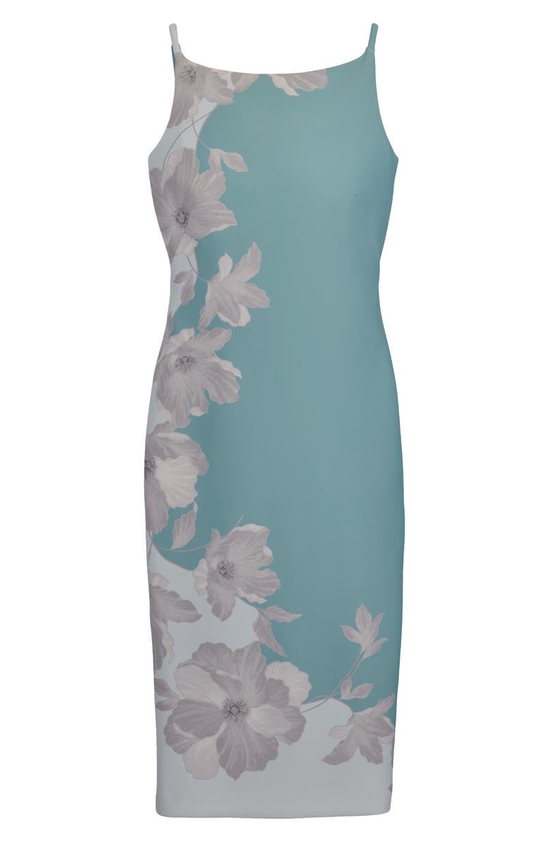 Donna Karan New York Floral Print Scuba Knit Sheath Dress, Alternate, color, Pale Aqua Multi