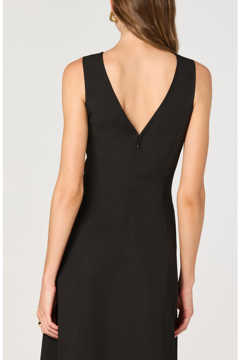 V-Neck Midi Dress, Alternate, color, BLACK