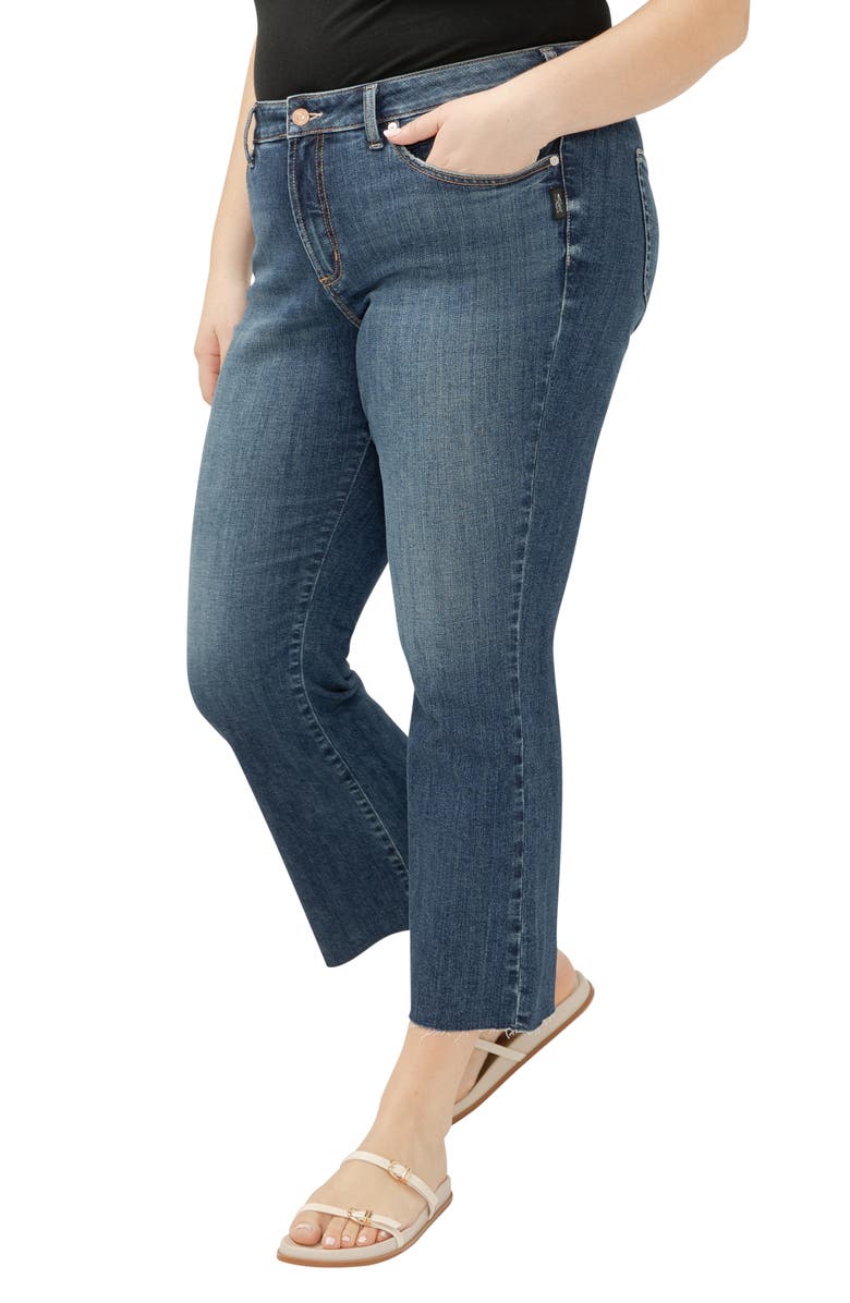 Silver Jeans Co. Suki Curvy Raw Hem Kick Flare Jeans, Alternate, color, Indigo