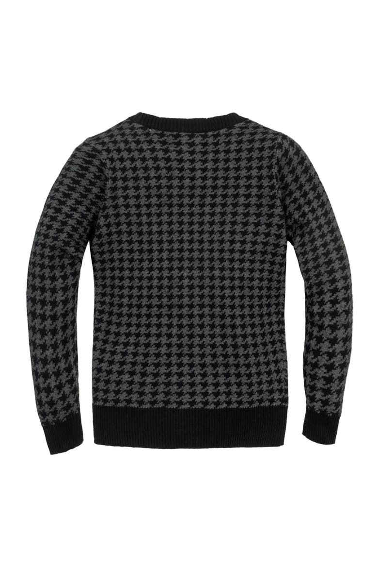Baby Boys' Organic Intarsia Crew Neck Sweater, Infant, Alternate, color, Black and Charcoal Houndstooth